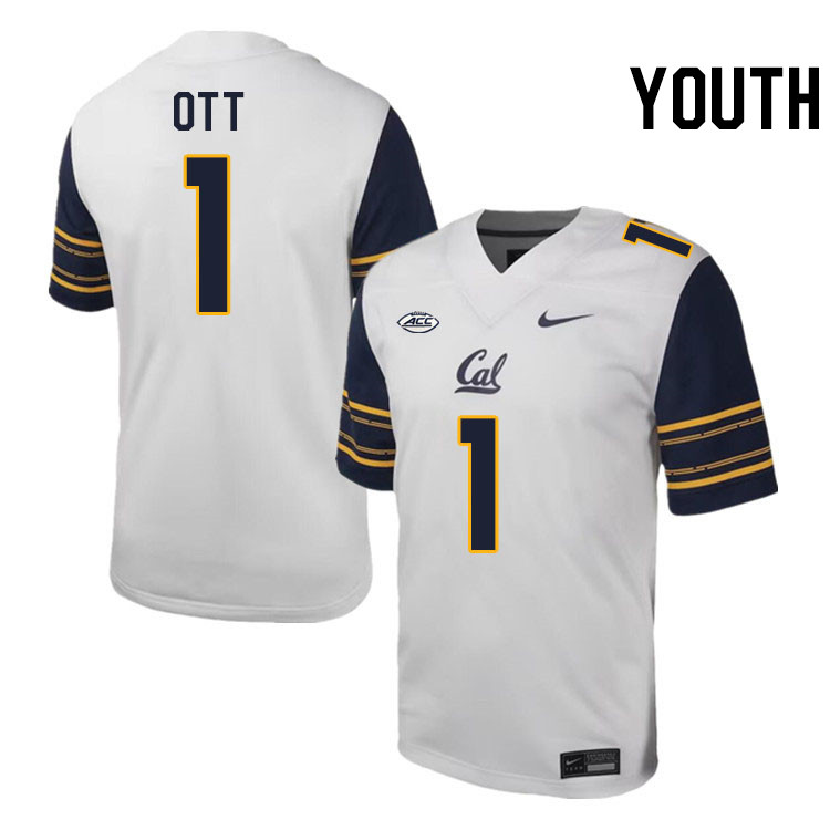 Youth #1 Jaydn Ott California Golden Bears ACC Conference College Football Jerseys Stitched Sale-Whi